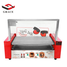 Commercial snack equipment red electric 7 rollers automatic hot dog making machine
